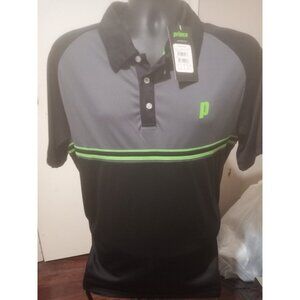 Men’s PRINCE Tennis Polo Match Shirt Gray Green Black Size XL Pickleball New